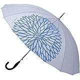 マブ 長傘 雨傘 レディース 16本骨 ワンタッチ ベーシック ジャンプ 軽量 丈夫 グラスファイバー おしゃれ 花柄 ダリア 水色 mabu ブランド SMV-40234
