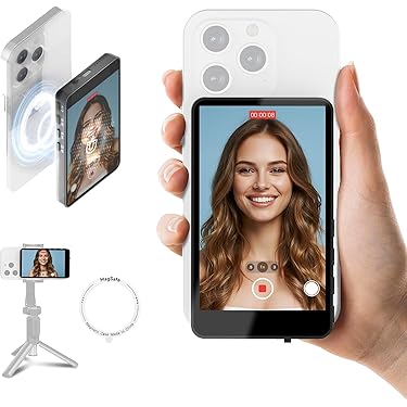 自撮りモニター ミラーリング スマホ用 iOS/Android機種対応 ブラック Vlogモニター ミラーリング スマホ 自撮り 撮影 iPhone android