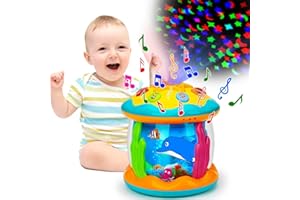 ミュージカルプロジェクター オーシャン回転 早期学習 クローリング ライトアップ おもちゃ 子供音楽おもちゃ人気 音量調整可能 子供 ドラムセット ライト効果 多機能楽器 知育玩具 誕生日プレゼント 新年 ハロウィン ギフト 子供 女の子 男の子