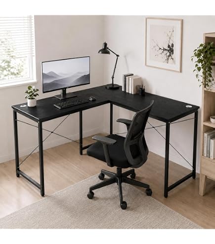 Amazon | N&S L字デスク 幅140cm 奥行115cm 左右組み替え対応 配線穴