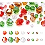 Craftdady 1196Pcs Glass Bicone Beads 3/4/6/8mm Crystal Christmas Beads AB Color Faceted Beads Bulk for Crafts DIY Earring Bra