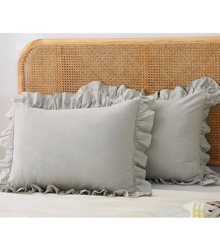 Amazon｜BEDSUM フリル付きピローシャム、スタンダード20x26 2セット