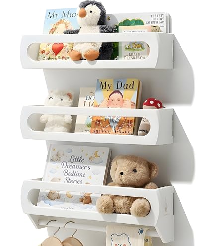 Set Of 2 Natural Wood Floating Shelves - 16.5x4 Inch Nursery & Home Organization