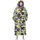 [SUNMOOH] 着る毛布 メンズ レディース 2層生地 増厚版 ゲーミングルームウェア 部屋着 冷え対策 冬 防寒 保温 冬服 室内服 着るブランケット ポケット付き 着丈112CM 寝間着 袖付き毛布 誕生日 クリスマス プレゼント