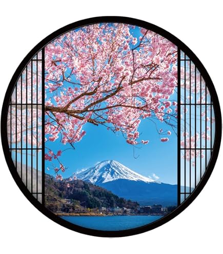 Amazon.co.jp: ウォールステッカー 窓枠 格子 富士山 桜 さくら 日本製