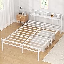 Amazon｜PRTONE ベッドフレーム パイプベッド ダブル 棚付き 2口