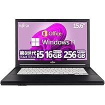 美品ノートパソコンFUJITSU第八世代Corei5 SSD256Gメモリ16G 富士通 ノートパソコン Windows11 最大第八世代Corei5/最大