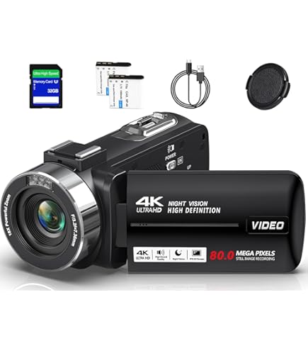 Amazon | Shulala ビデオカメラ 901A-BS 4K ビデオ録画 写真撮影4200万