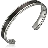 Men's Stainless Steel Wood Inlay Cuff Bracelet, 8 inch, Wood