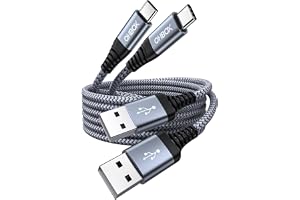 USB C ケーブル 2M USB Type C ケーブル 3A 急速充電 USB A to USB C ケーブ ル 2 本セット グレー | タイプ C ケーブル 高耐久ナイロン編み USBC iPhone 充電ケーブル iPhone Duo/18/17/16/15/Pro Max/Plus, Samsung Galaxy S23,Type-C機種対応