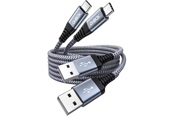 USB C ケーブル 2M USB Type C ケーブル 3A 急速充電 USB A to USB C ケーブ ル 2 本セット グレー | タイプ C ケーブル 高耐久ナイロン編み USBC iPhone 充電ケーブル iPhone Duo/18/17/16/15/Pro Max/Plus, Samsung Galaxy S23,Type-C機種対応