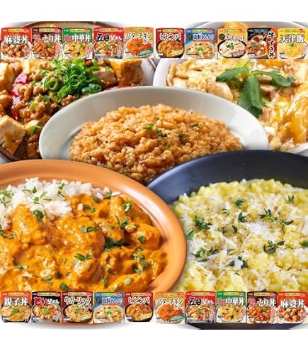 Amazon | レンジで簡単!ごはん付きシリーズ 6種セット | 麻婆丼, 炭火