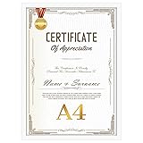 Vasemouh A4 賞状 額縁 壁掛け 卓上兼用 フレーム 210x297mm 写真 額 ホワイト 1枚