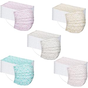 マスク 50枚 chensen 使い捨てマスク 不織布 レースマスク 超快適マスク レース マスク プリント レース柄…