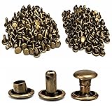 両面カシメ 大 9mm 7mm（足）100組 アンティークゴールド レザークラフト 革 バッグ 補修 金具 手芸 クラフトパーツ屋