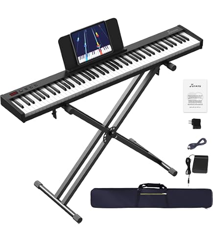 Amazon | YOPIN 電子ピアノ 88鍵盤 スタンド付き 充電式 MIDI対応 129