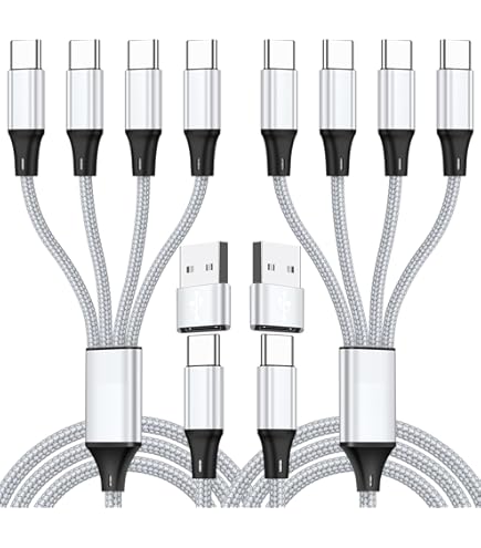 Amazon.co.jp: 【2本セット】 4 in 1高耐久編組ナイロン多機能充電