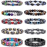 VALIJINA 10 Pieces Hematite Bracelet for Men Women Magnetic Therapy Bracelets Energy Reiki Healing Relief Bracelets Set Healt
