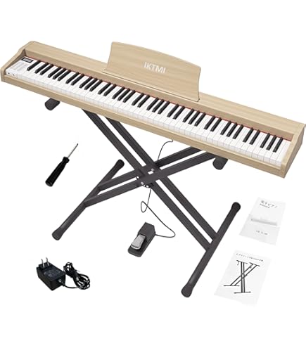 Amazon | IKTMI 引き出し 電子ピアノ 88鍵盤 木製 電子 ピアノ