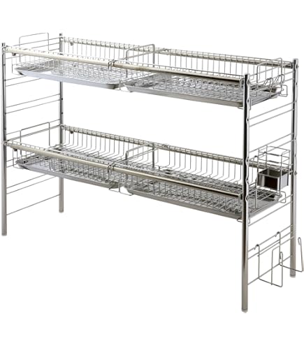 Amazon｜川口工器 シンク上 伸縮式 システム 水切りラック 奥行23cm