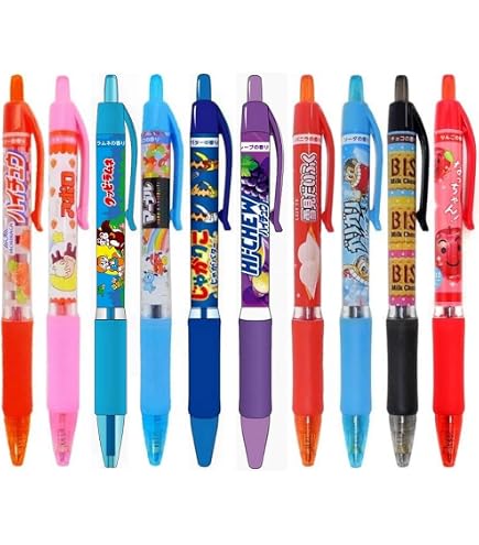 Amazon | お菓子な香りつき ノック式カラーボールペン10本セット（10色