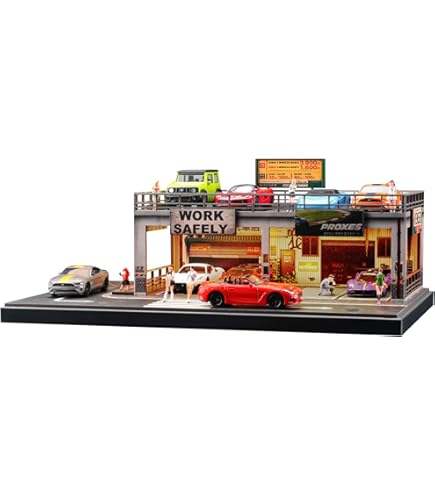1/64 ガレージ　駐車場仕様　moreart　模型　トミカ、ホットウィール　灰 Amazon | 1/64 MoreArt ジオラマ LBWK 駐車場 ミニカー一台おまけ付き
