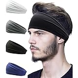 Mens Headband Sweat Elastic Headbands Charm Wide Sport Headband for Women Tennis Yoga Gym