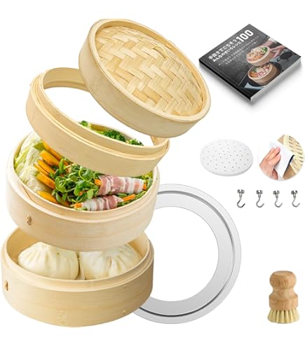Amazon | Ocrasi 杉せいろセット せいろ蒸し器 21cm 4段セット(フタ