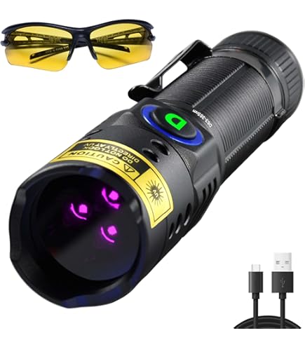 DARKDAWN UV Flashlight Black Light - 365nm & 395nm USB Rechargeable, Detects Pet Stains, Scorpions, Resin Curing