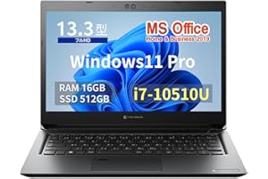 【整備済み品】東 芝 ノートPC S73/13.3型フルHD/第10世代 i7-10510U/Win11 Pro/MS Office H&B 2019 /WEBカメラ/wajunのWIFI/Bluetooth/HDMI/16GB/512GB SSD