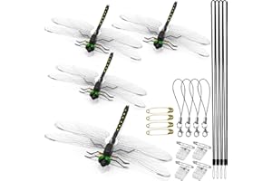 オニヤンマ対応模型(14cm級 4匹)虫除け おにやんま PVC 昆虫 動物 家 おもちゃ 模型 君 蚊除け 登山 渓流釣り 置物 アウトドア活動などを利用可能 安全なピン、ストラップ、金属クリップ、持ち手棒 金属製 付き