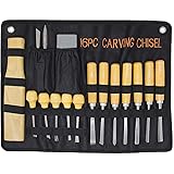 Lulu Home Wood Carving Tools, 16PCS Professional Carving Knife Tool Set for Woodworking Premium Wood Handle with Chisel Gouge