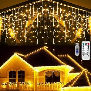 Hezbjiti ツラライルミネーション つららライト 5m 160個LED クリスマスライト 防水防雨 アイシクルライ…