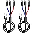 Multi Charging Cable, [1.2M 2Pack] Multi Charger Cable Nylon Braided 3 in 1 Charging Cable Multi USB Cable Fast Charging Cord