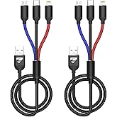 Multi Charging Cable, [1.2M 2Pack] Multi Charger Cable Nylon Braided 3 in 1 Charging Cable Multi USB Cable Fast Charging Cord