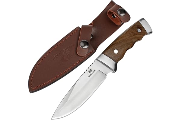 MOSSY OAK ナイフ アウトドアナイフ シースナイフ フルタング構造 全長225mm 天然ウッドハンドル 登山 キャンプ トレッキング 釣り 家庭用 DIY用 防災用 専用シース付き