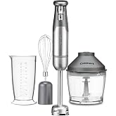 Cuisinart VersaMix Hand Blender, 800W, Stainless Steel, Variable Speed Control, 700ml Jug, 51x54.2x21.1cm, with Whisk and 4-C