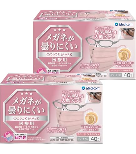 メイクがつきにくいマスク 40枚入 医療用】メガネが曇りにくいマスク(40枚入・返品不可商品)[medicom製品