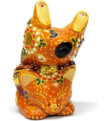 Amazon.co.jp: 九谷焼 招き猫 置物 招福 開運 お祈り 高さ約8cm 2.7号