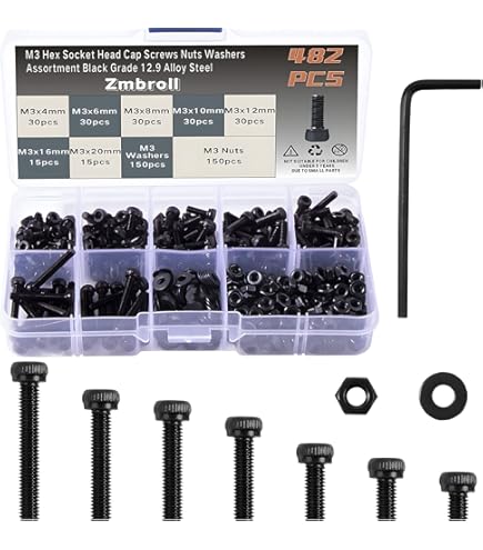 thumbnail image 2 of 300pcs M3 Black 10.9 Grade Button Head Hex Socket Screw Nut 2 of 11