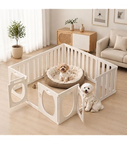 Amazon | ペットサークル 犬 透明アクリルパネル 吸盤付き滑り止め