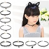Amazon Mgqfy チョーカーネックレス 6個 ガールズ レース チョーカー ゴシック 小さな子供用 ファッション ジュエリー ネックレスセット ブラック K001 ネックレス おもちゃ