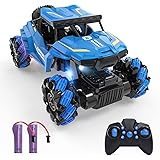 DEERC ラジコンカー 子ども向け ラジコン スタントカー 360°ドリフトRCカー オフロード メカナムホイール 四輪駆動 2.4GHz無線 横方向走行可能 リモコンカー バッテリー2個 おもちゃ 誕生日 プレゼント 子供 男の子 小学生 中学生