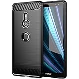 【UNEED】 Sony Xperia XZ3/SO-01L 用の スマホケース 801SO/SOV39用の ケース カバー ケース 炭素繊維カバー (素材/TPU) 指紋防止 滑り止め 薄型 軽量 耐衝撃 簡易脱着 ソフトケース カラー：黒