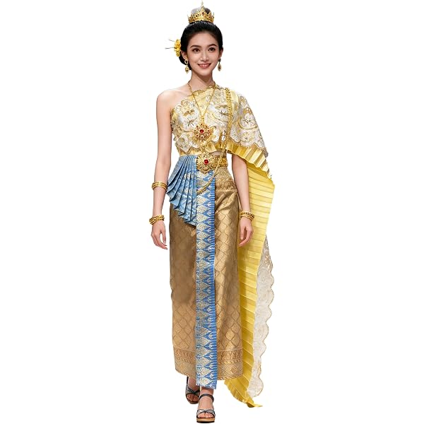Amazon | [UpdateClassic] タイ伝統民族衣装 セットアップ 刺繍入り上