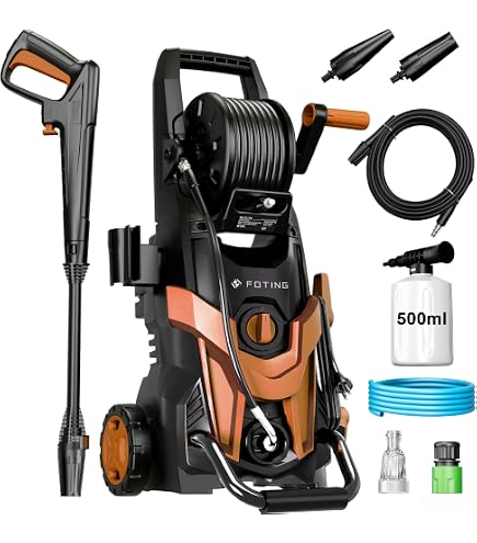 FOTING コード式高圧洗浄機(最大14.5Mpa/AC100V/1300W) Amazon | FOTING 高圧洗浄機 14.5MPa パワフル洗浄 コンパクト収納