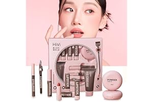 HiViメイクアップセット 化粧品セット 9点入り （ファンデーション×1 ，コンパクトパウダー×1，アイライナー×1， 眉ペン×1，マスカラ ×1，口紅×4）フル美容メイクアップ化粧品セット 長持ち メイクアップセット 初心者 人気化粧品セット ク