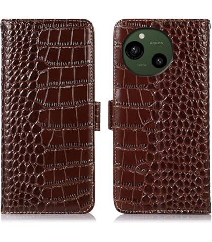 Amazon.co.jp: AQUOS wish3 ケース 手帳型 本革 ワニ柄 SH-53D