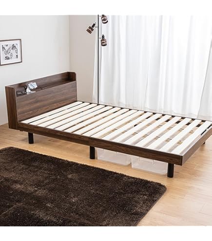 Amazon | 棚コンセント付きプラスチックすのこシングルロングベッド KH