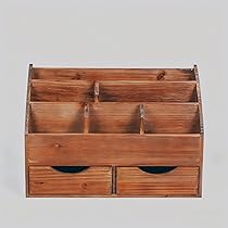 Amazon.co.jp: Juleduo デスクオーガナイザー 小物入れ 木製 卓上収納